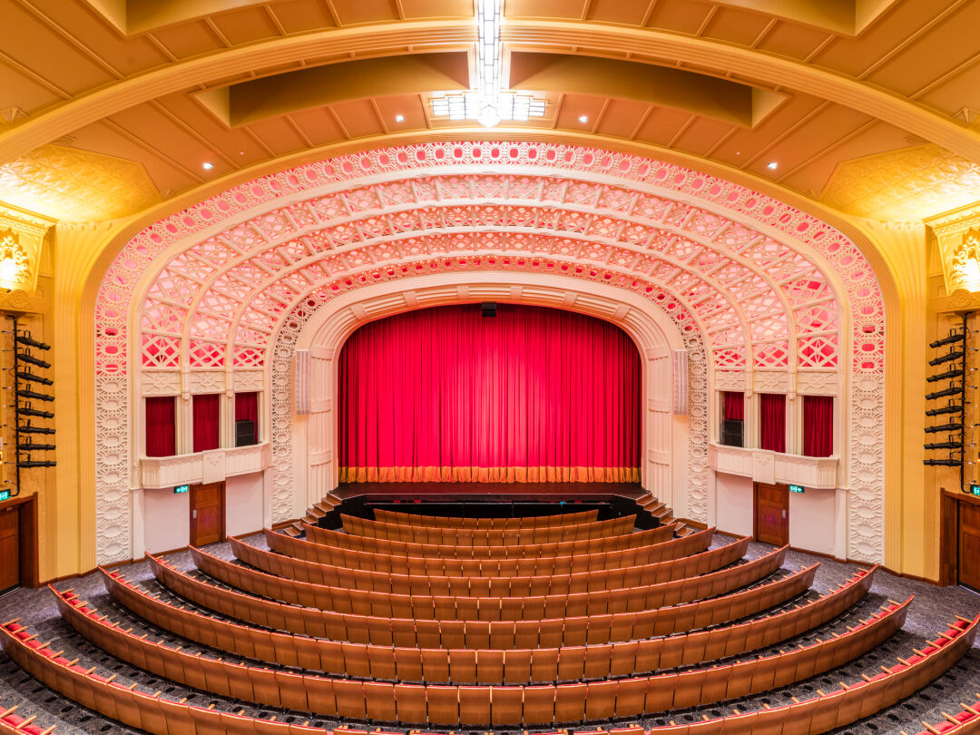 The Empire Theatre auditorium with curtain down 